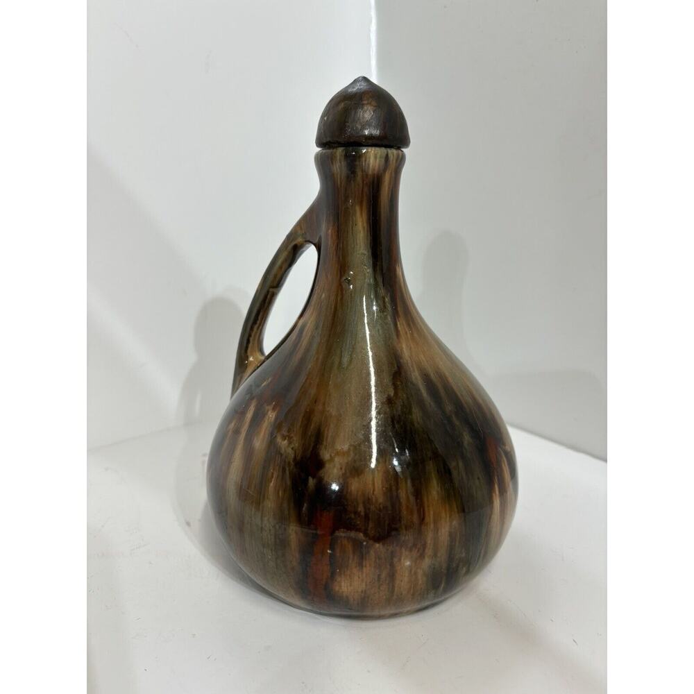 Brush McCoy Pottery 7" inch Decanter Music Box Onyx Glaze FOR PARTS w Stopper